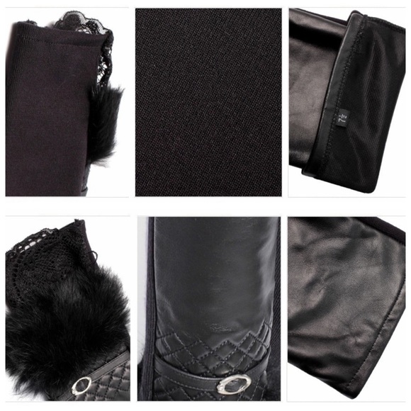 ❤️ Leather Fingerless Zoë Cashmere Lined Gloves - Picture 4 of 4